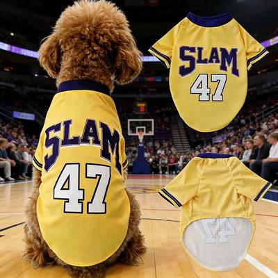 Inspire Select SLAM 47 Breathable Mesh Dog Basketball Jersey Sporty Summer Pet T Shirt For Dogs & Cats s