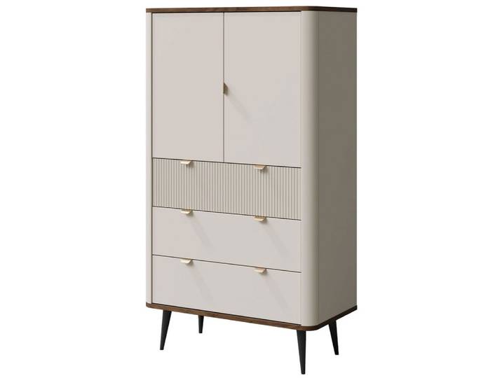 Feldmann-Wohnen Regal Marly, mit 3 Schubladen, 1 Einlegeboden 1-tlg., 90x40x143cm Kaschmir / Walnuss
