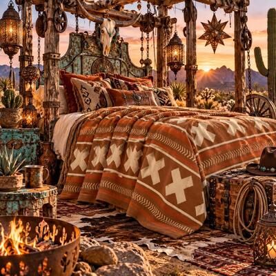 In2Green Desert Landscape Geometric Knit Throw Brown