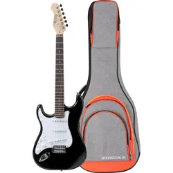 Rocktile Pro ST3-BK/RW-L Linkshänder (Lefty) E-Gitarre Black Gigbag Set