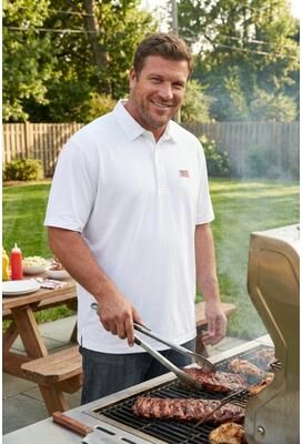 Men's Big & Tall Big and Tall Americana Polo from KingSize by KingSize in White (Size 8XL)