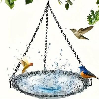 Uplifted Goods Hanging Outdoor Bird Feeder For Garden And Courtyard Decoration grey