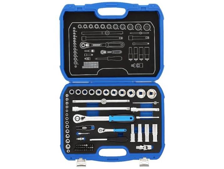 GEDORE Composition de douilles\, Jeu de 69 pièces\, 1/4 + 1/2 pouce\, Outil\, Douilles\, Cliquets\, Embouts\, Pour voiture\, 19 BMC 20\, Bleu