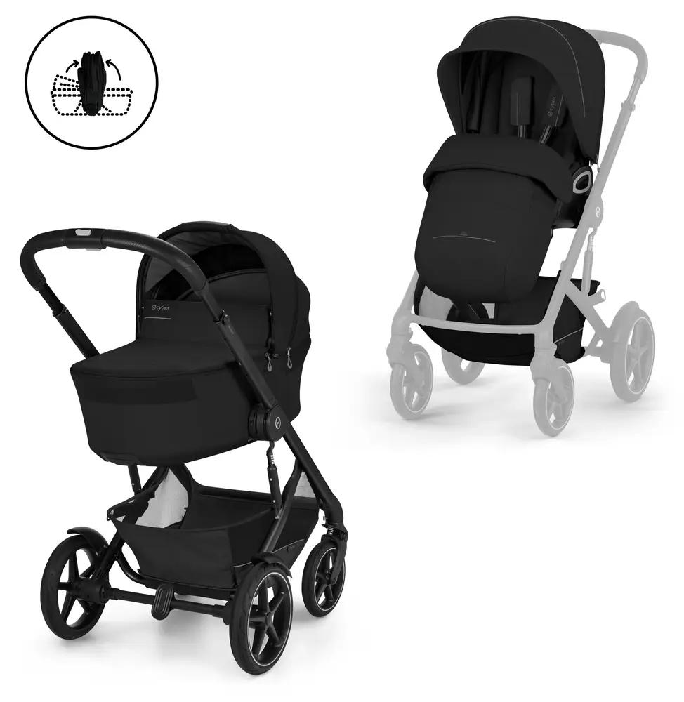 cybex Kinderwagen TALOS S LUX BLK incl. Babywanne faltbar Moon Black | black