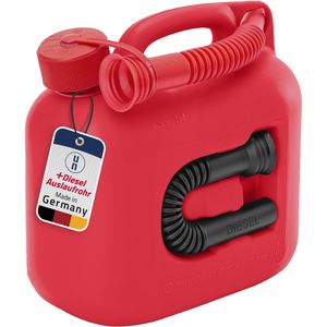 Hünersdorff Benzinkanister Premium 800500, Kunststoff, mit Auslaufrohr, rot, 5 Liter