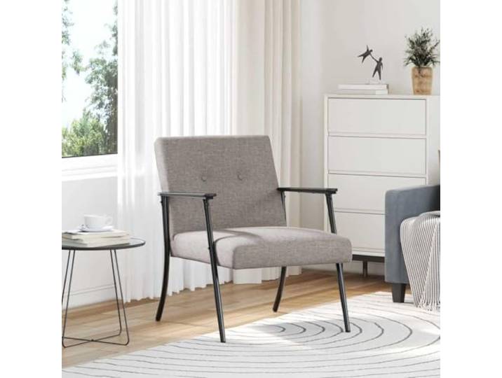 NLQMSU Moderner Sessel aus Samt-Stoff, Taupe mit Stahlrahmen Samtiger Stoff, Rahmen aus Sperrholz und Stahl, Schaumstoffpolsterung, ergonomisches Design, einfache Wartung