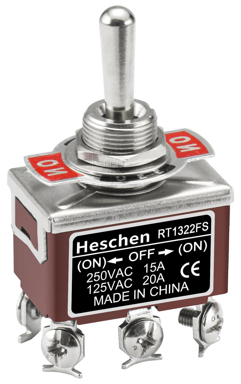 Lustrens DPDT tuimelschakelaar van metaal met 3 standen en mechanische werking
