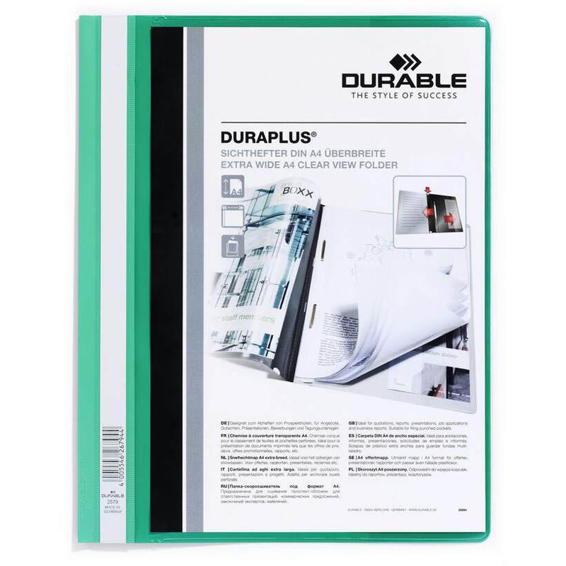 DURABLE 25 Präsentationshefter DURAPLUS grün DIN A4 überbreit