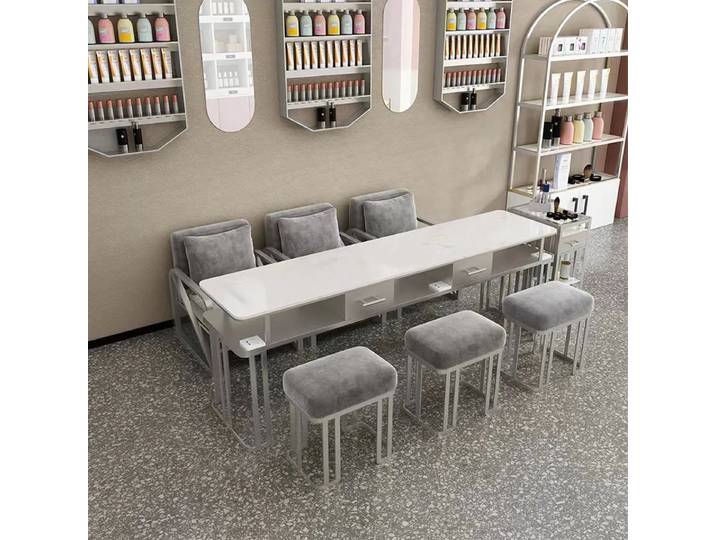 Tables à ongles uniques et luxueuses, table à ongles minimaliste, espace de manucure, gain de place, Nageltisch Mit Absaugung, mobilier de salon