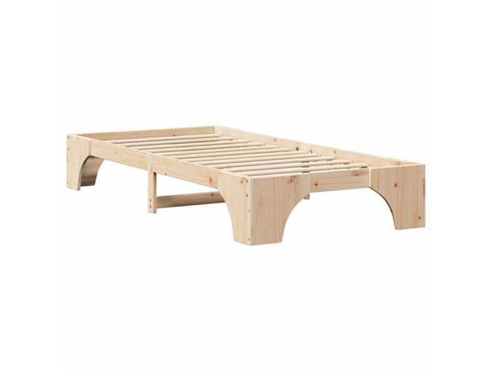 Lit Double Bois - KENNETH - Structure de lit - 2 Personnes - Pin massif 197x97x30 cm - Bois massif en pin LL8001