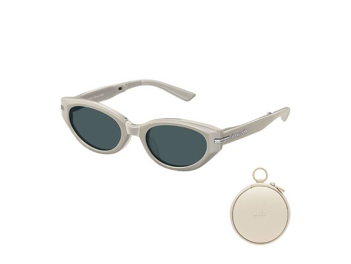 Beneunder FD315-CN303, Lunettes de soleil œil-de-chat pliables, Monture gris café, Verres gris