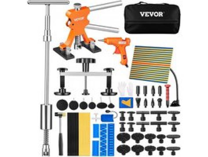 VEVOR 69-teiliger Brücken-Ausbeulen-Abzieher Gleithammer Dellen-Reparaturset, inkl. 20 Abziehlaschen & 6 x Brückenabziehlaschen, Ausbeulwerkzeug Entfernung von Beulen, für Auto, Waschmaschine usw.