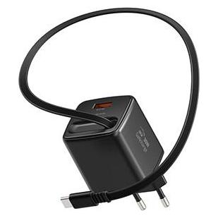 Swissten Netzadapter SlideCHARGE GaN 30W, 1 Anschluss, 1x USB-A, MIT EINZIEHBAREM USB-C-KABEL (30 W, 1 Port) (8595217495098)