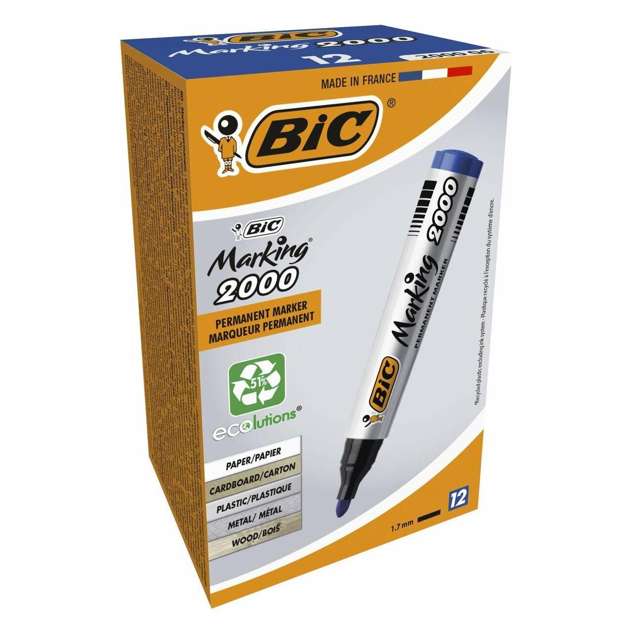 Bic Permanentmarker Eco 2000 2-5 mm, blau, 12 Stück in einer Packung 000064 (12x) (820914)
