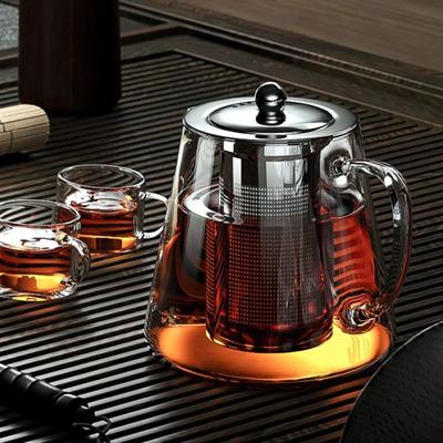 Inspired Living Heat Resistant Borosilicate Glass Teapot With Infuser And Stainless Steel Tea Strainer 1350ml