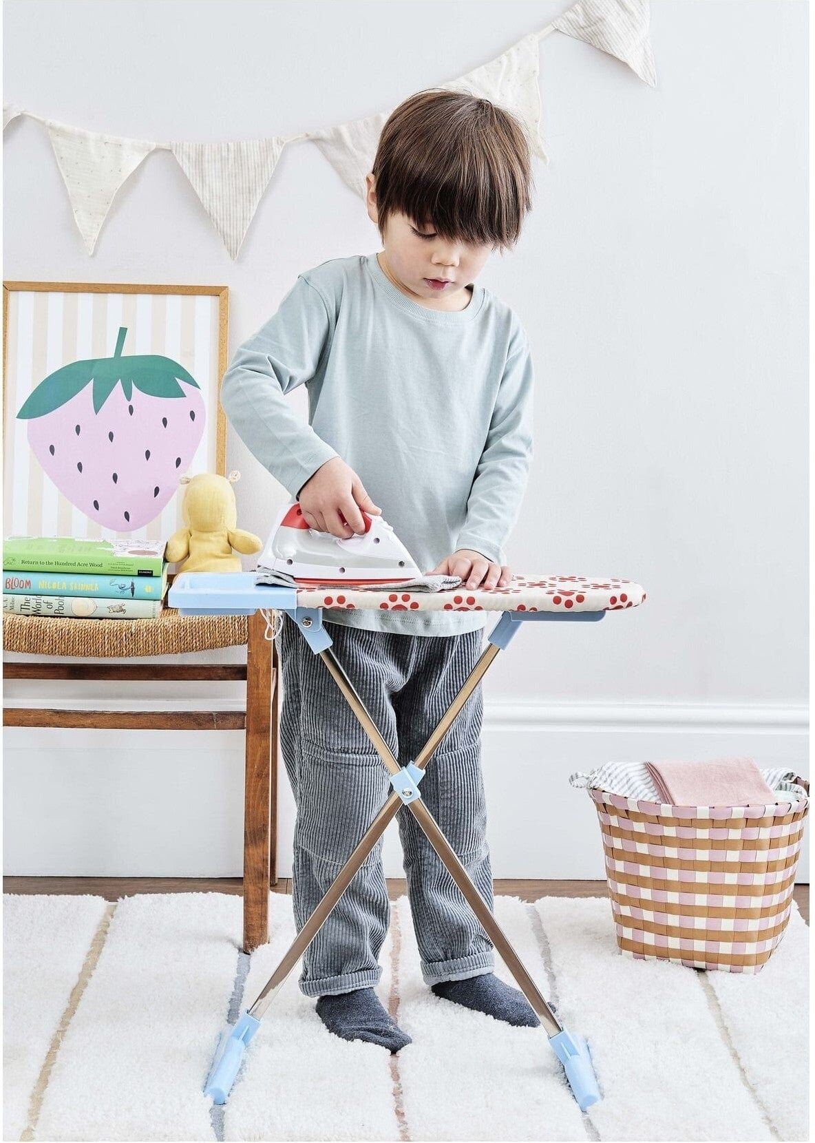 Casdon Ironing Set with Board, Toy Iron ; Airer for Imaginative Play - Child-Friendly Laundry Set for Dolls - 2 Play Heights