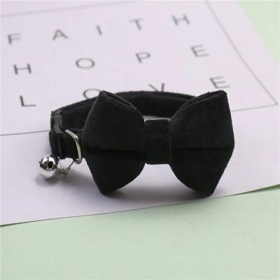 Inspired Finds Velvet Bow Tie Cat Collar With Bell & Adjustable Safety Buckle black