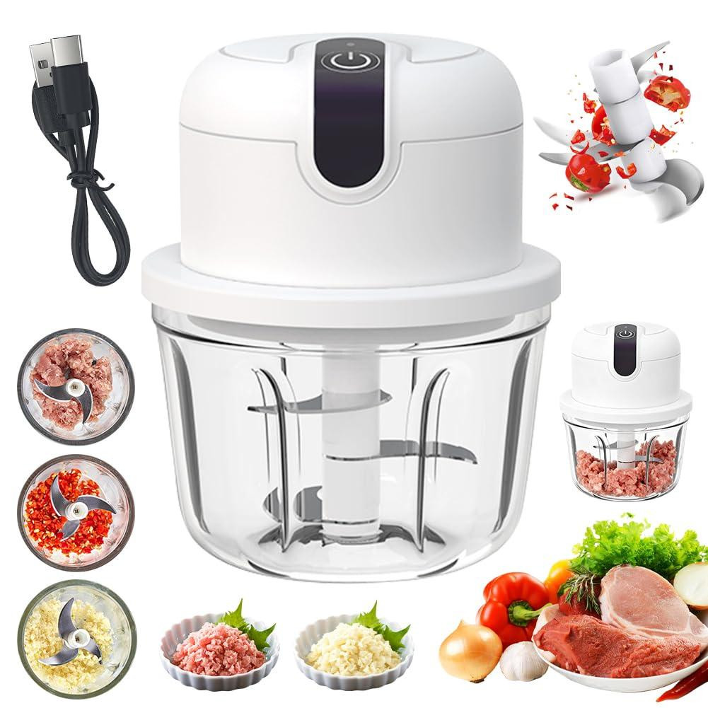 Dripio Elektrische hakmolen, 350 ml, draadloos en oplaadbaar via USB, uienhakker