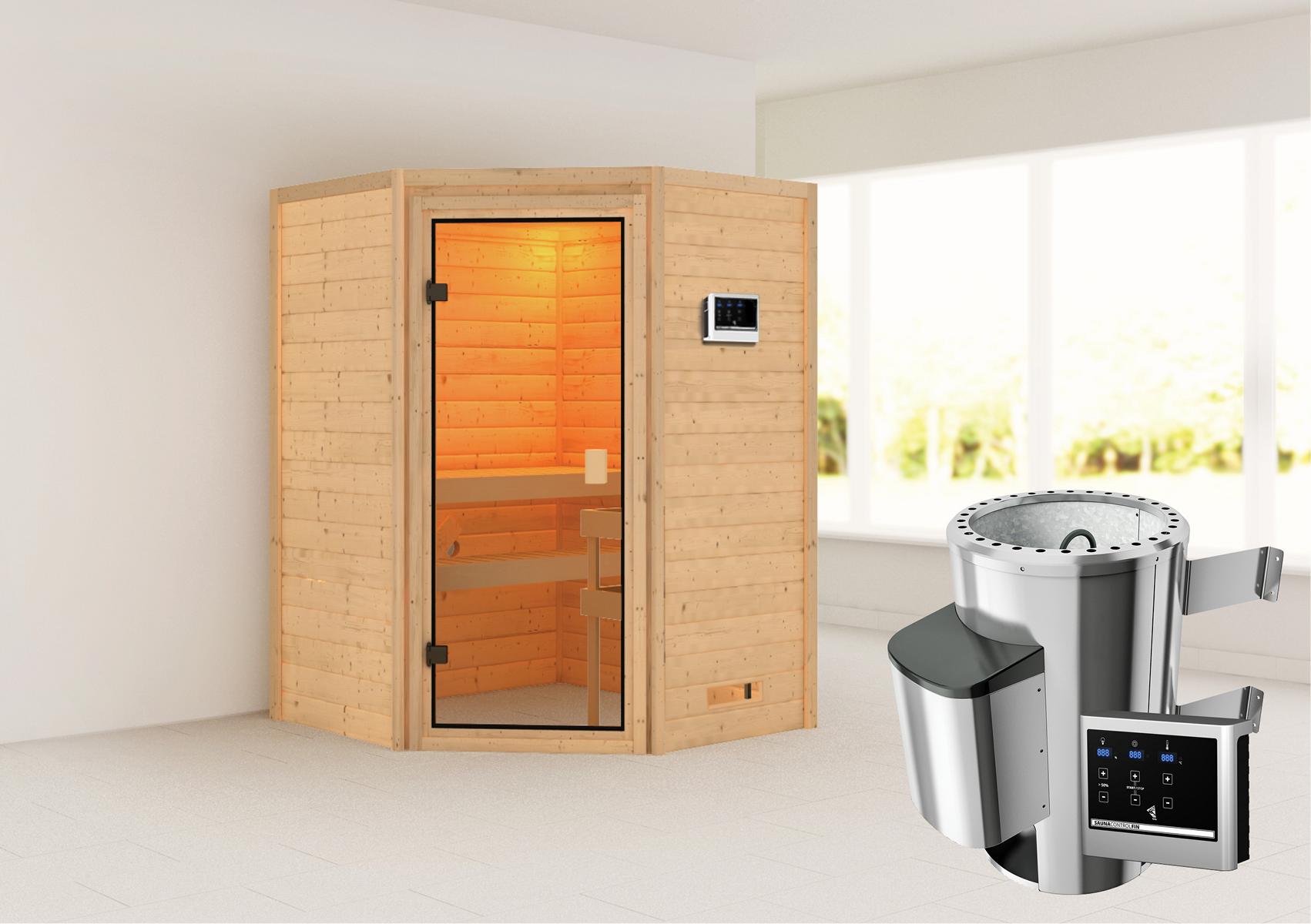 KARIBUHOLZT Sauna Antonia Eck,3,6kW ext. Strg. 16880440