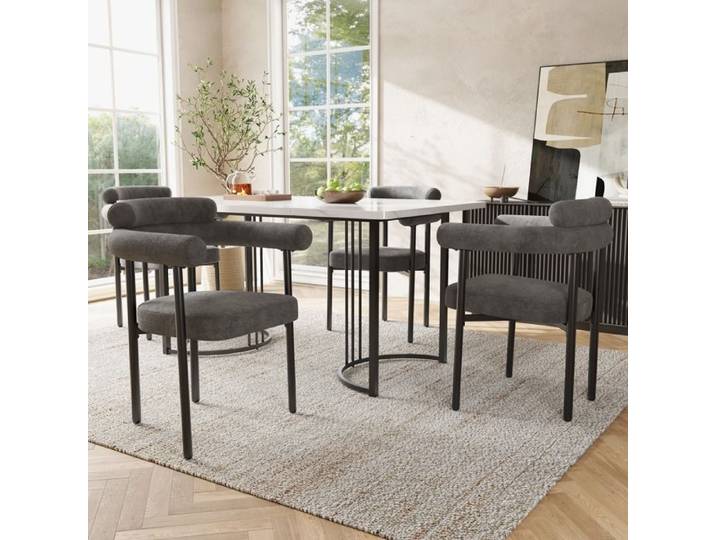 Table et 5 chaises salle à manger en métal MDF