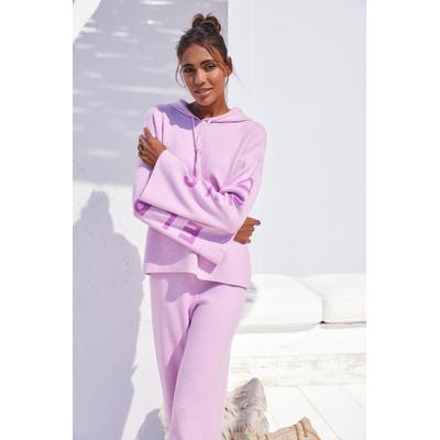 Kapuzenpullover ELBSAND, Damen, Gr. 44/46, rosa, Feinstrick, Obermaterial: 50% Viskose, 28% Polyester, 22% Nylon, meliert, unifarben, lässig geschnitten hüftlang, Pullover Kapuzenpullover, mit Logostickerei, Loungewear