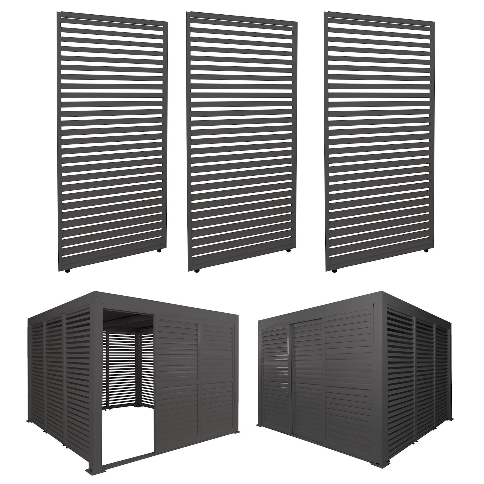 3er-Set Aluminium Paneele für Pergola MCW-L46, Terrassenüberdachung, Lamellenpaneel Modul, 204x271cm ~ anthrazit