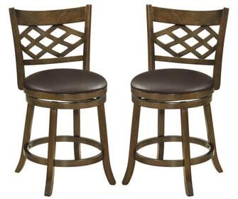 Costway 26 Inch Counter Height Bar Stools Set of 2 with Rubber Wood Frame-26 Inch