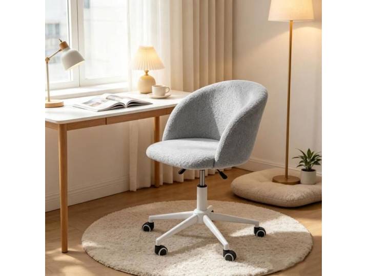 PEACHES Chaise de bureau - avec roulettes - adaptée à la chambre et au salon -55*55*81cm-gris