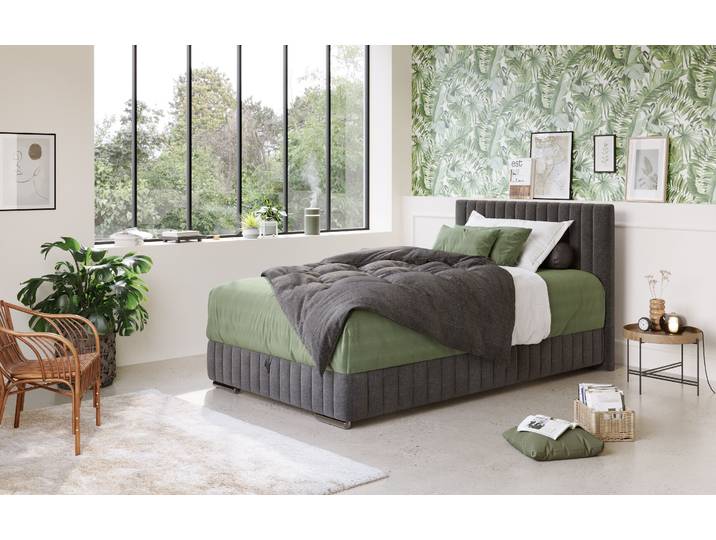 Boxbett, 100% Polyester, Grau (Anthrazit), 148×210 cm, Topper & Bettkasten, Cotta Beetle