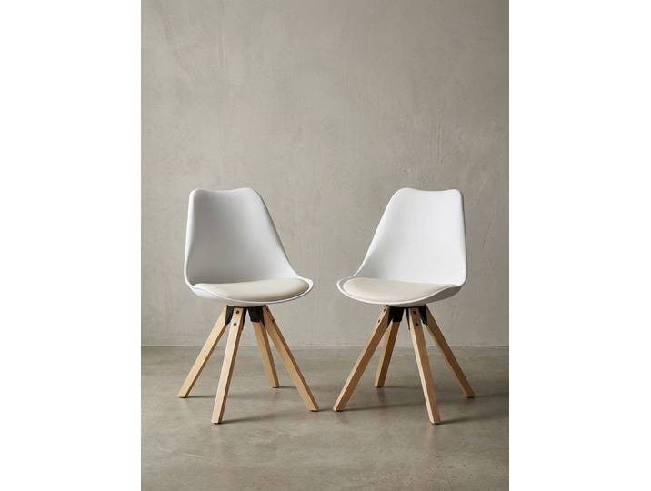 KADIMA DESIGN Esszimmerstuhl Esszimmerstühle-Set: Skandinavischer Stil, Kunstlederbezug, Holzbeine