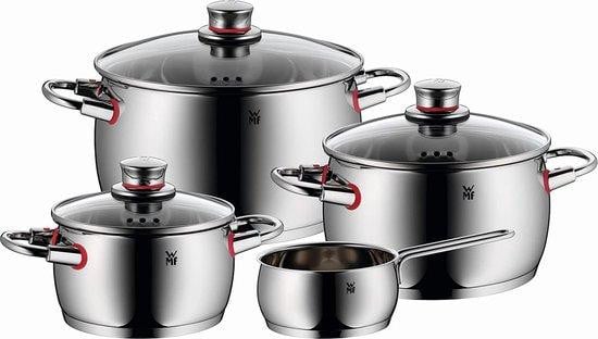 WMF Luxe 4-delige pannenset van roestvrij staal, zilver