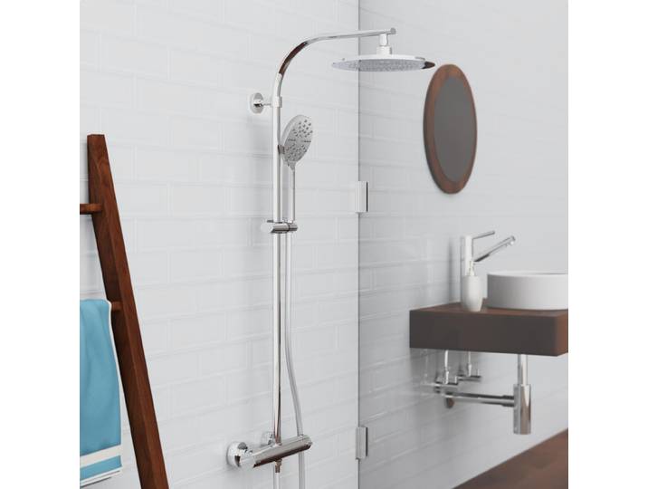 SCHÜTTE Duschsystem MADURA FRESH, Regendusche mit Thermostat Duscharmatur, Handbrause mit 3 Funktionen, Duschbrause, Dusche