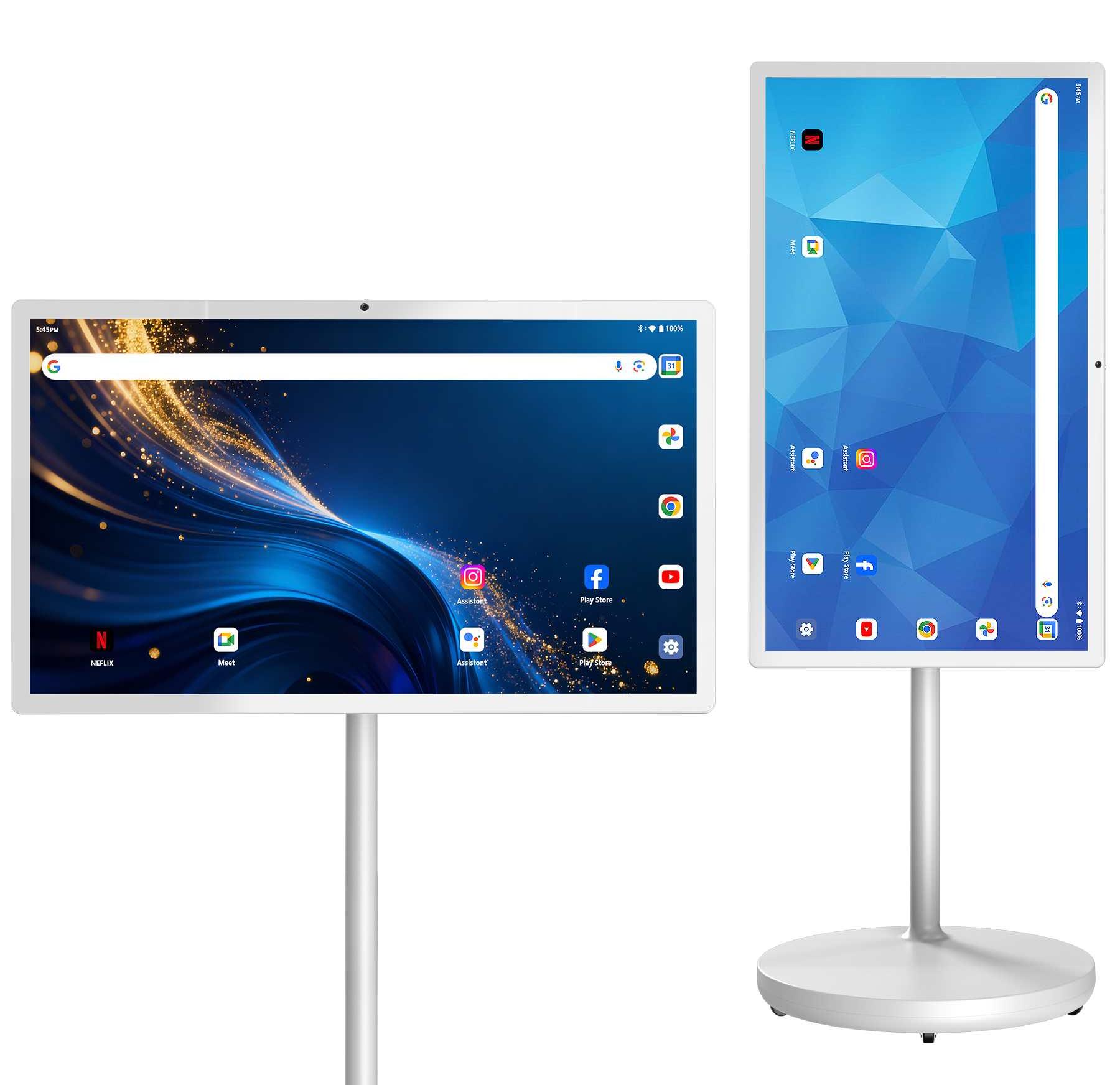 ZELURXX 32 Zoll mobiler Smart-Bildschirm Touchscreen Full HD, Screen Mirroring, 16 MP Kamera, höhenverstellbar, drehbar