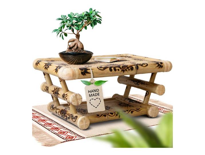 livasia Couchtisch Bambus Couchtisch 85x55x40cm handgefertigt aus Bali, Handarbeit