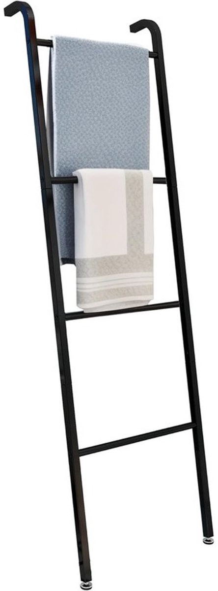 Vrijstaand Handdoekenrek Ladder 4-Niveaus Zwart - Handdoekhouder voor Badkamer, Slaapkamer en Woonkamer