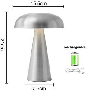 Uplifted Finds Rechargeable Metal Mushroom Mood Lamp space Silver