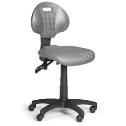 Arbeitsstuhl aus PU-Schaum, grau, Asynchronmechanik, für harte Böden