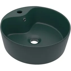 vidaXL Luxus-Waschbecken mit Überlauf Matt Dunkelgrün 36x13 cm Keramik
