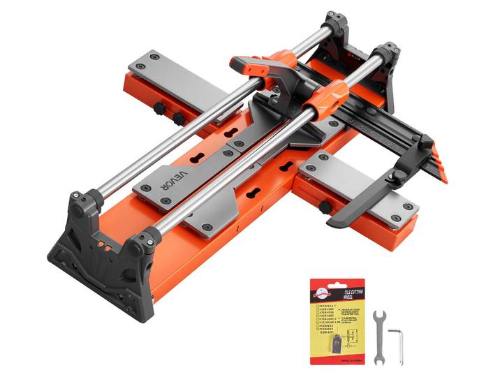 Coupe-carreaux VEVOR 600 mm\, machine à couper les carreaux avec tête de coupe coulissante et base à ressort\, butée angulaire\, disque de coupe en carbure de tungstène\, guide d'alignement\, pour carreaux de céramique