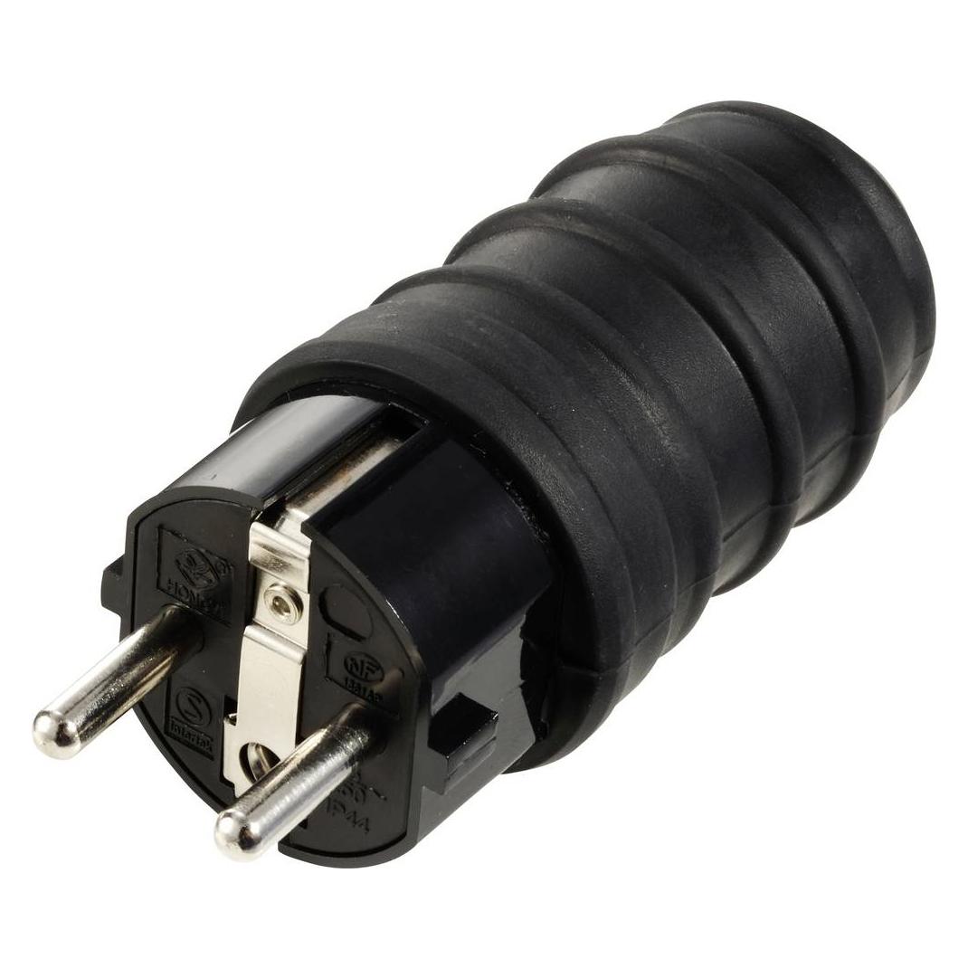 Sygonix SY-6618468 Schutzkontaktstecker TPE 250 V/AC Schwarz IP44 (SY-6618468)