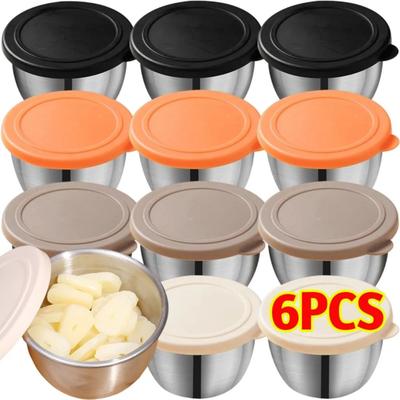 Uplift Treasures Stainless Steel Sauce Cup With Lid Portable Container orange 2pcs