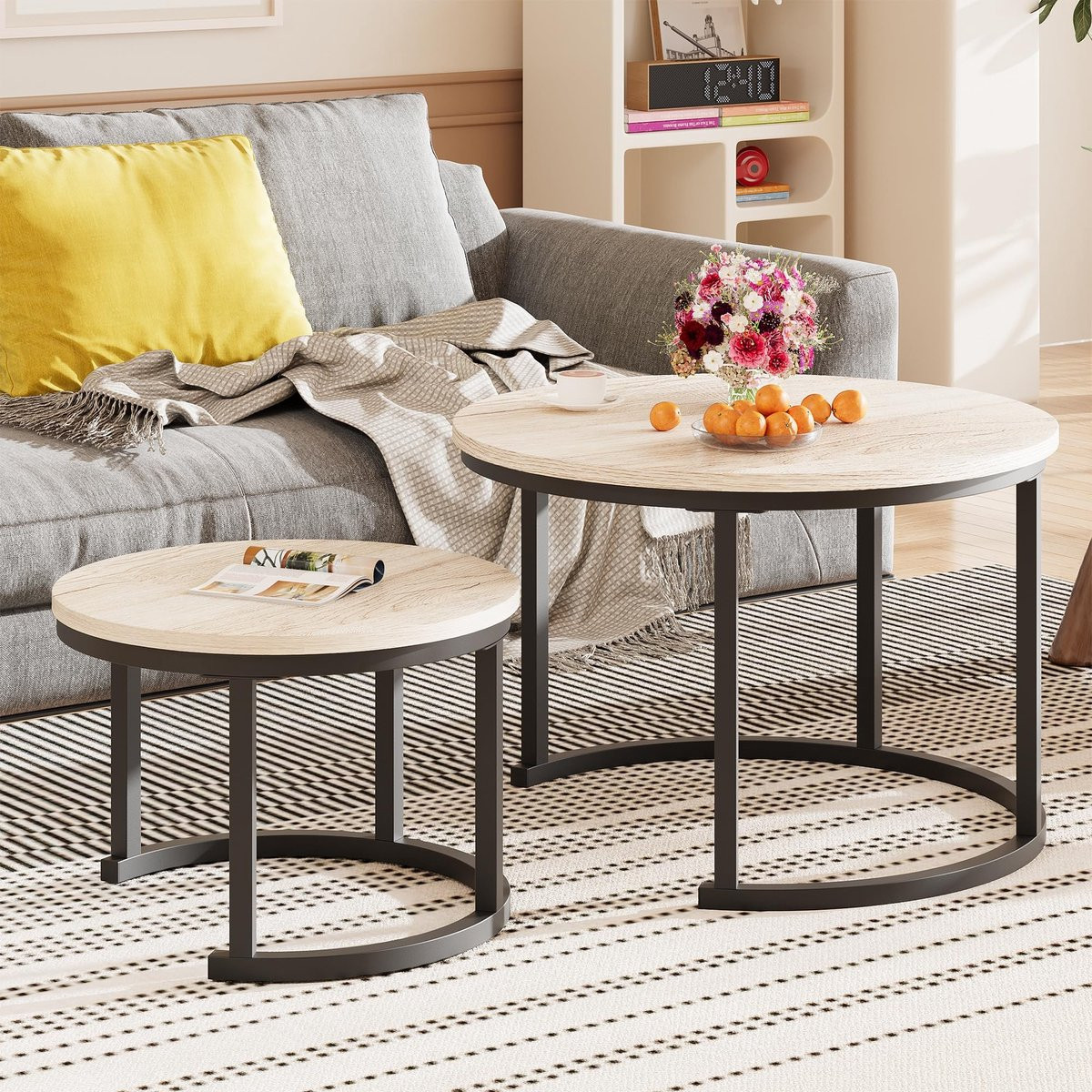 Set van 2 ronde koffietafels voor de woonkamer