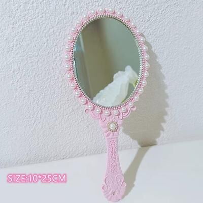 Inspire Daily Merch Simple Rotatable Makeup Mirror Heart Shaped Vanity Desktop Table Pink Travel Girl Gift pink