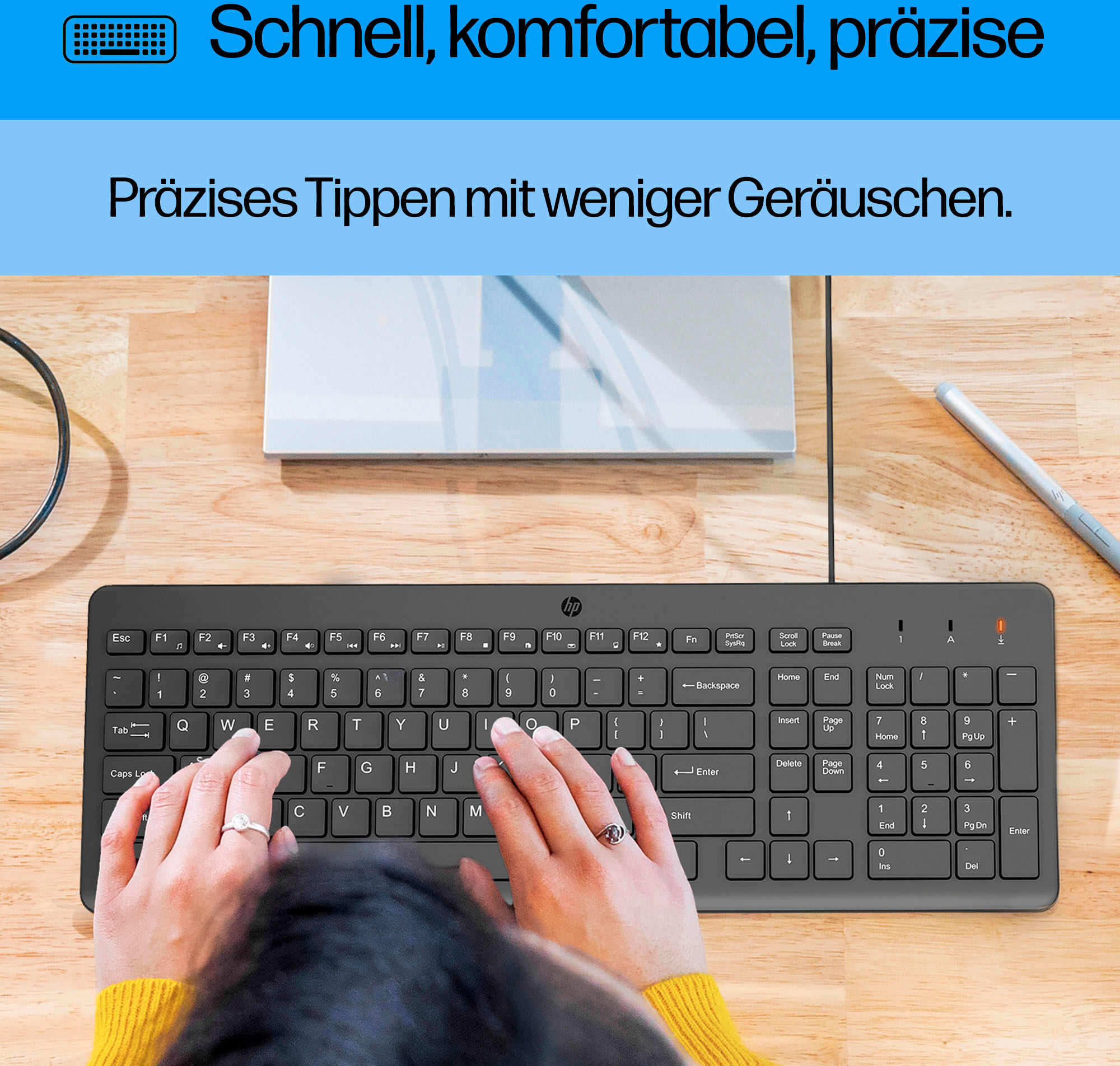 HP PC-Tastatur "150", schwarz, B:42,59cm H:2,68cm T:14,61cm, Tastaturen, PC-Tastatur