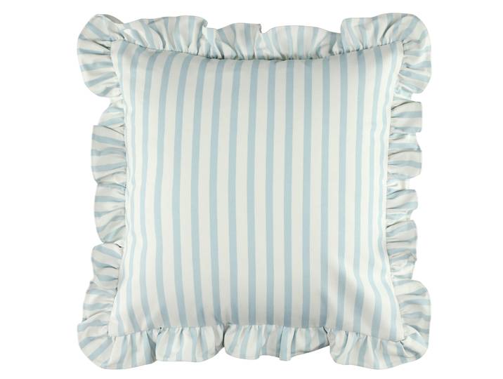 Kissenbezug TOM TAILOR HOME Volant , blau (hellblau), B:45cm H:1cm L:45cm, Polyester, Baumwolle, Polyester, Kissenbezüge, Kissenbezug, mit moderner Volant-Umrandung