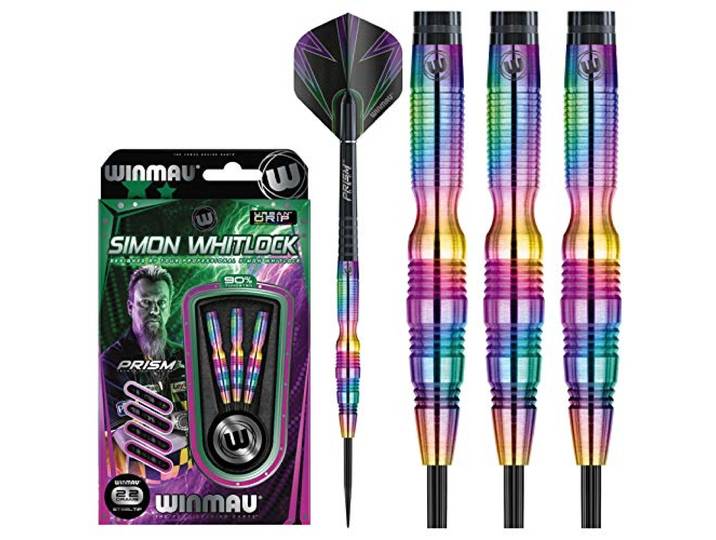 Winmau Kampioenen - Simon Whitlock 3: 22g Wolfraam Steeltip Darts Set met Vluchten en Schachten (Stengels)