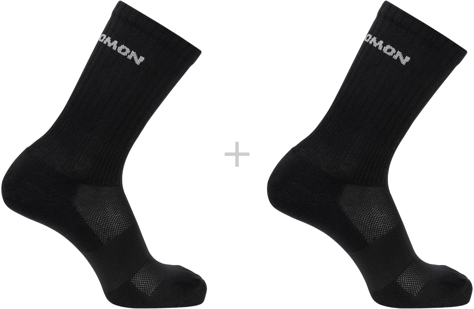 Sportsocken SALOMON "EVASION CREW 2-PACK", Damen, Gr. M (39/41), schwarz (schwarz, schwarz), Obermaterial: 65% Baumwolle, 32% Polyamid, 3% Elasthan, Socken Sportsocken