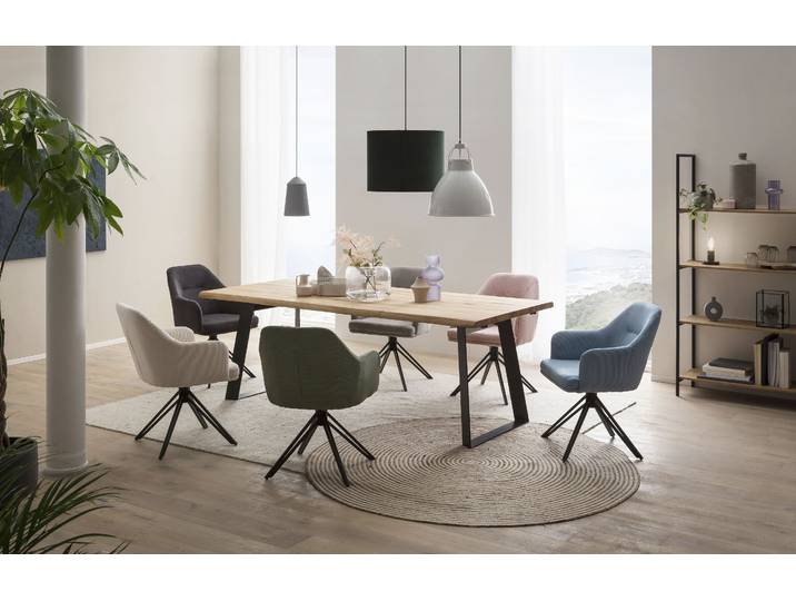 Esstisch HOME AFFAIRE Hudson , beige (natur, schwarz), B:260cm H:77cm T:100cm, Tische, Esstisch, erweiterbar durch Ansteckplatte Hudson