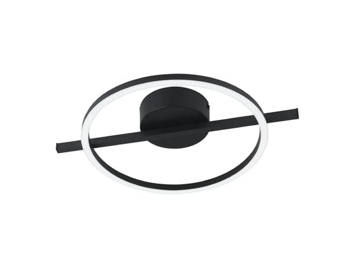Eglo Lampe de plafond LED Amandolo\, plafonnier rond à intensité variable avec télécommande\, luminaire géométrique en métal noir\, blanc chaud froid\, rétro-éclairage RGB