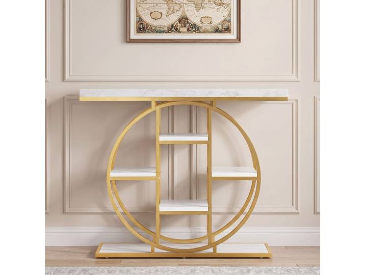 HOMCOM Console Industrielle 6 Étagères 100x30x81,5cm Blanc